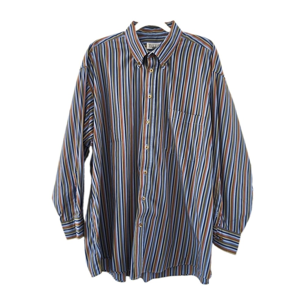 Tuttle Men's 2XL Multicolor Striped Cotton Button-Down Long Sleeve Shirt
